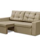 Sofá Retrátil 2 Lugares 1,80m Lisboa Suede Bege Mirra Decor