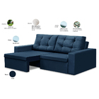 Sofá Retrátil 2 Lugares 1,80m Liz Suede Azul Adonai Estofados