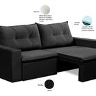 Sofá Retrátil 2 Lugares 1,80m Londres Suede Preto Mirra Decor