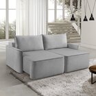 Sofá Retrátil 2 Lugares 160cm Linho Cinza Moon Pés Madeira  C