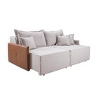 Sofá Retrátil 2 Lugares 2,00m Linho Bege Linha Pés Madeira  G