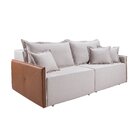 Sofá Retrátil 2 Lugares 2,00m Linho Bege Linha Pés Madeira  G