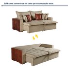 Sofá Retrátil 2 Lugares 200cm Siena Linho  Bege/marrom