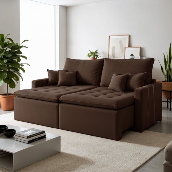 Sofá Retrátil 2 Lugares 220 Cm Chicago  Marrom