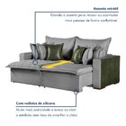 Sofá Retrátil 2 Lugares 220cm Siena Linho  Cinza/verde