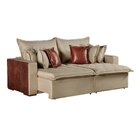 Sofá Retrátil 2 Lugares 220cm Siena Linho Bege/marrom