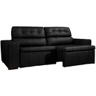 Sofá Retrátil 2 Lugares 250cm Canova Max Couro Preto - Spazzi