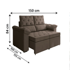 Sofá Retrátil 2 Lugares York  Suede Marrom