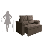 Sofá Retrátil 2 Lugares York  Suede Marrom