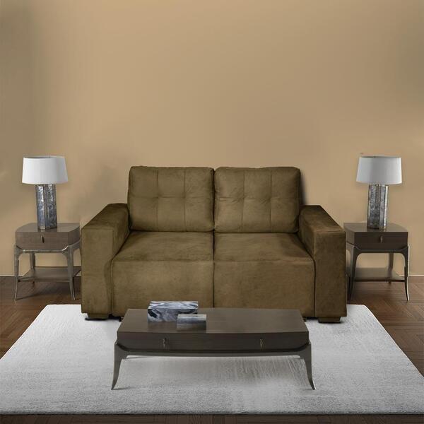 Sofá Retrátil 3 Lugares 1,70 M Marrom Bruna Estofados