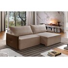 Sofá Retrátil 3 Lugares 170cm Braço Em Corino Com Usb Linho S