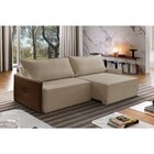 Sofá Retrátil 3 Lugares 170cm Braço Em Corino Com Usb Veludo