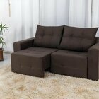 Sofá Retratil 3 Lugares 185cm Duda Design Moderno Marrom