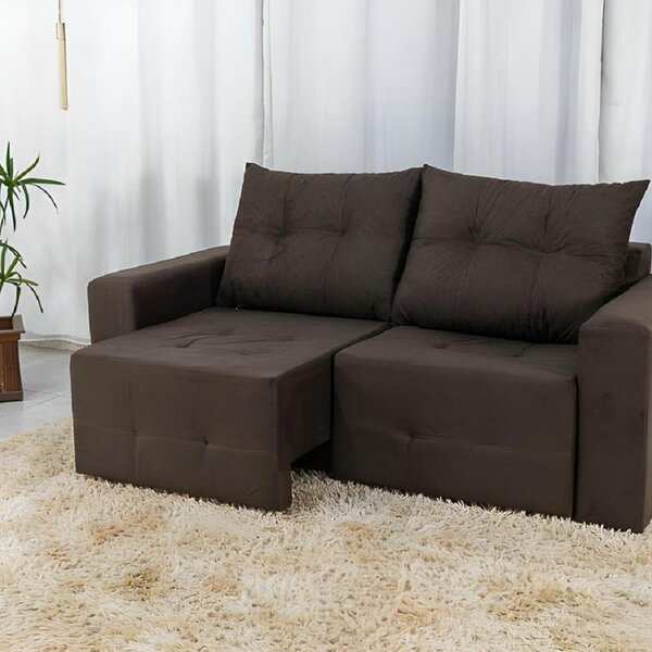 Sofá Retratil 3 Lugares 185cm Duda Design Moderno Marrom