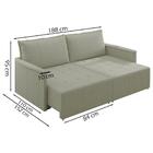 Sofa Retratil 3 Lugares 188 Cm Azera Linho Moll