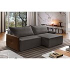 Sofá Retrátil 3 Lugares 190cm Braço Em Corino Com Usb Linho S