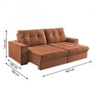 Sofá Retrátil 3 Lugares 190cm Palace Com Usb  Terracota
