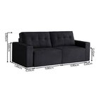 Sofá Retrátil 3 Lugares 200cm Astris  Preto