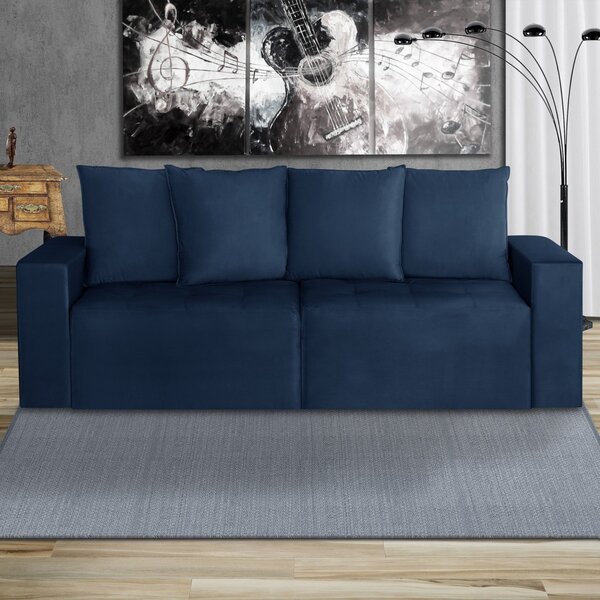 Sofá Retrátil 3 Lugares 200cm Nyc  Azul Marinho