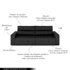 Sofá Retrátil 3 Lugares 204cm 2 Módulos Nero Com Usb Couro Pr