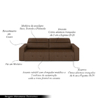 Sofá Retrátil 3 Lugares 204cm 2 Módulos Nero Couro Marrom Man