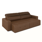 Sofá Retrátil 3 Lugares 204cm 2 Módulos Nero Couro Marrom Man