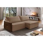 Sofá Retrátil 3 Lugares 210cm Braço Em Corino Com Usb Linho S