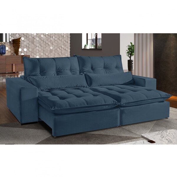 Sofá Retrátil 3 Lugares 210cm Montreal  Azul