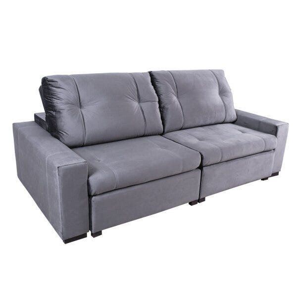 Sofá Retrátil 3 Lugares 220cm Isaac Espresso Móveis Cinza...