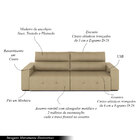 Sofá Retrátil 3 Lugares 224cm 2 Módulos Nero Com Usb Couro Be