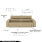 Sofá Retrátil 3 Lugares 224cm 2 Módulos Nero Couro Bege G52 -