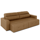 Sofá Retrátil 3 Lugares 224cm 2 Módulos Nero Couro Caramelo G