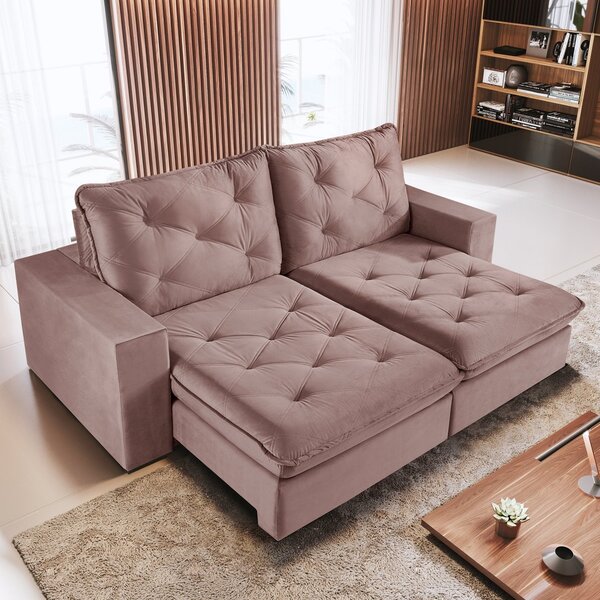 Sofá Retrátil 3 Lugares 230cm Solar  Rosê