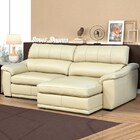 Sofá Retrátil 3 Lugares 244cm Oregon Couro Bege - Mempra