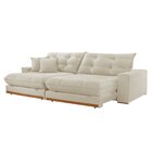 Sofá Retrátil 3 Lugares 250cm Linho Belize Bege