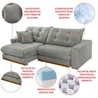 Sofá Retrátil 3 Lugares 250cm Linho Belize Cinza