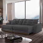 Sofá Retrátil 3 Lugares 250cm Linho Belize Grafite