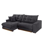 Sofá Retrátil 3 Lugares 250cm Linho Belize Grafite