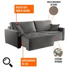 Sofá Retrátil 3 Lugares Alpha Linho Cinza