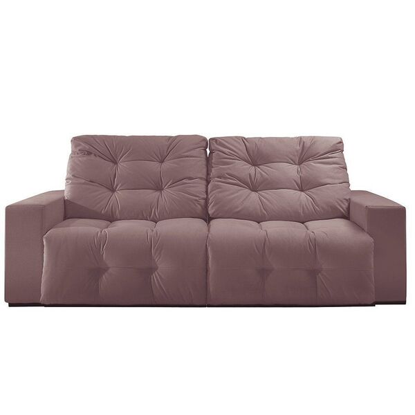 Sofá Retrátil 3 Lugares Bono 250cm Veludo Rosê - Gran Belo