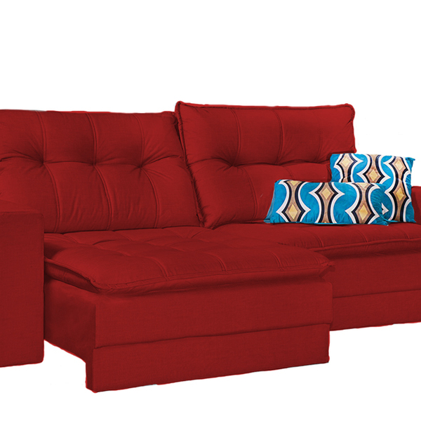 Sofá Retrátil 3 Lugares Bordô Em Veludo 2m Hydra