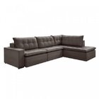 Sofá Retrátil 3 Lugares Com Chaise 256cm Presidente  Marrom