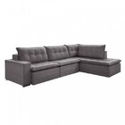 Sofá Retrátil 3 Lugares Com Chaise 296cm Presidente  Cinza