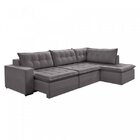 Sofá Retrátil 3 Lugares Com Chaise 366cm Presidente  Cinza