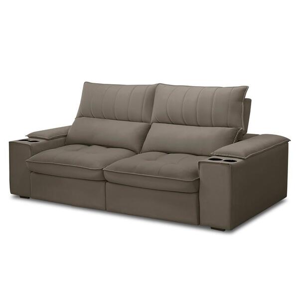 Sofá Retrátil 3 Lugares Com Porta Copo 210cm Andes F05 Veludo