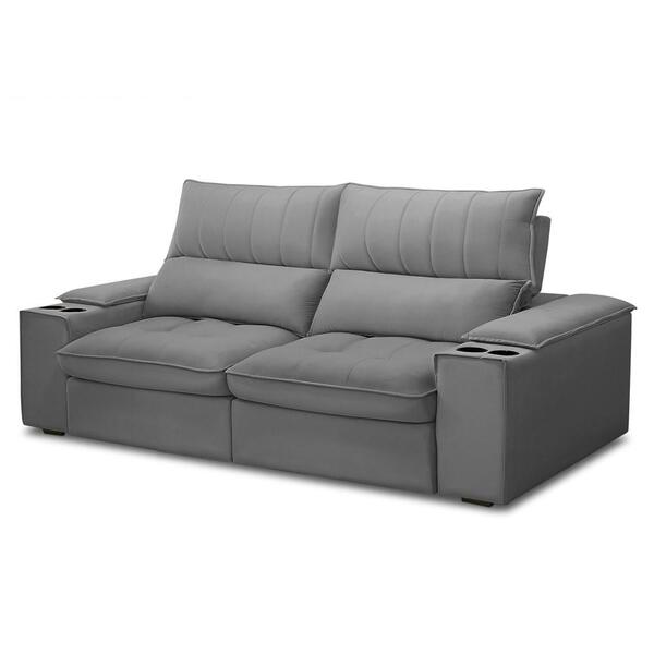 Sofá Retrátil 3 Lugares Com Porta Copo 230cm Andes F05 Veludo