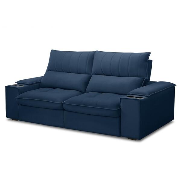 Sofá Retrátil 3 Lugares Com Porta Copo 230cm Andes F05 Veludo