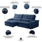 Sofá Retrátil 3 Lugares Com Porta Copo 230cm Malta F05 Veludo