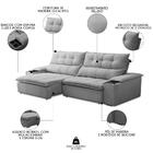 Sofá Retrátil 3 Lugares Com Porta Copo 230cm Malta F05 Veludo