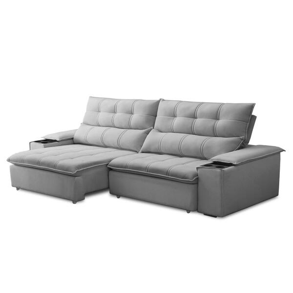Sofá Retrátil 3 Lugares Com Porta Copo 230cm Malta F05 Veludo